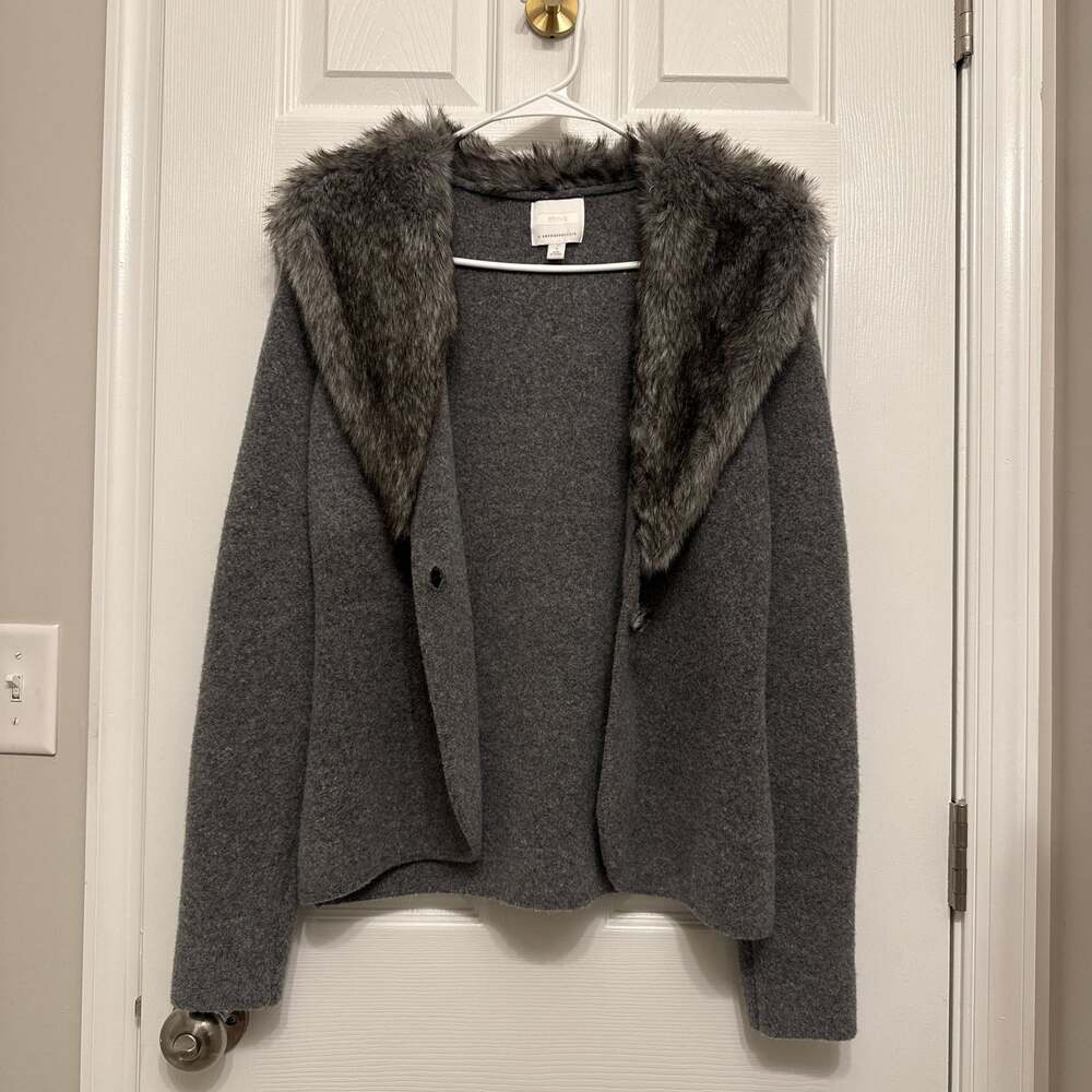 ANTHROPOLOGIE ETT:WA Gray Wool Blend Faux Fur